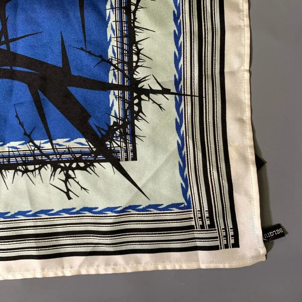 HAIDER ACKERMANN Blue Black & White Floral Silk Scarves